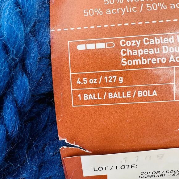 Loops and Thread Yarn Cozy Wool 50/50 Wool Acrylic LOT Blue Navy Golden Rod Gold - Picture 6 of 10